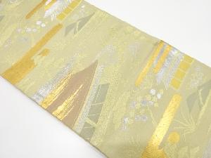 アンティーク　屋敷に流水・草花模様織り出し袋帯（着用可）